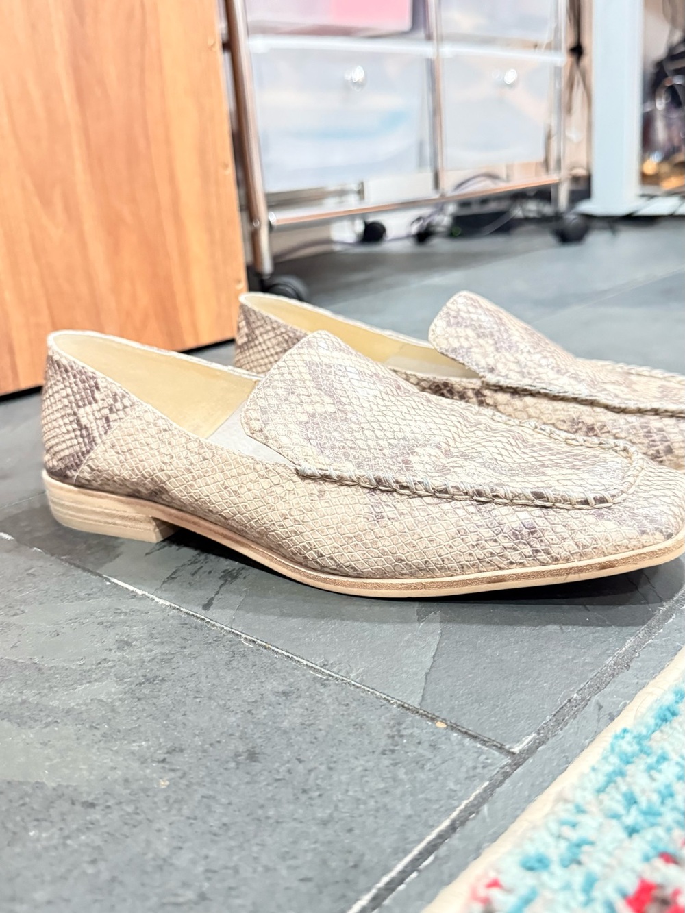 Dolce Vita Beny Neutral Snake-Print Loafers in Beige/Taupe